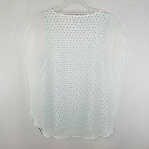 Chico's Size 1 Shirt Top White Black Polka Dot Layered Tank Sheer - Picture 2 of 6